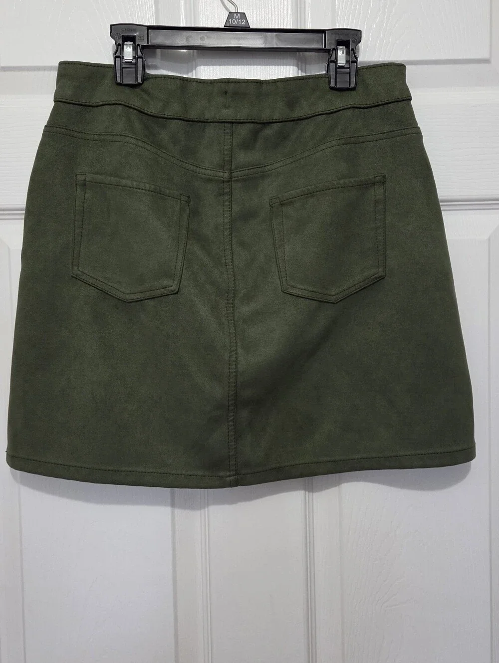 Wonder Nation Girls Olive Green Faux Suede Button Front Mini Skirt Size XL 14/16